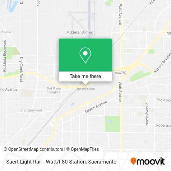 Mapa de Sacrt Light Rail - Watt / I-80 Station