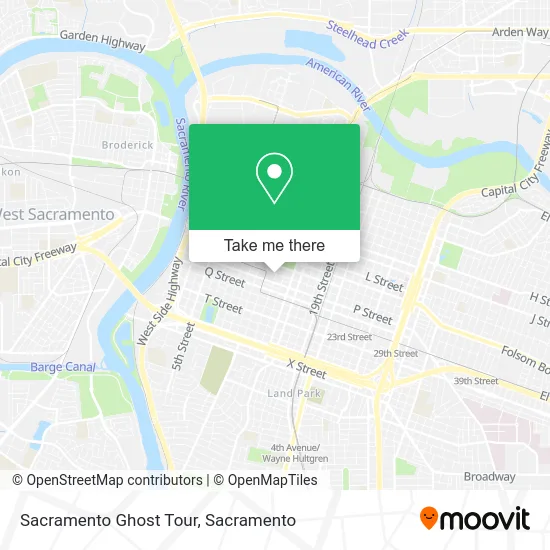 Sacramento Ghost Tour map