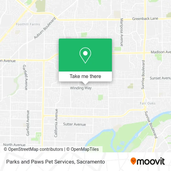 Parks and Paws Pet Services map