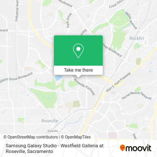 Mapa de Samsung Galaxy Studio - Westfield Galleria at Roseville