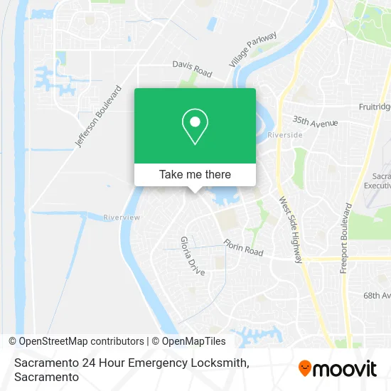 Sacramento 24 Hour Emergency Locksmith map