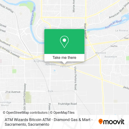 ATM Wizards Bitcoin ATM - Diamond Gas & Mart - Sacramento map