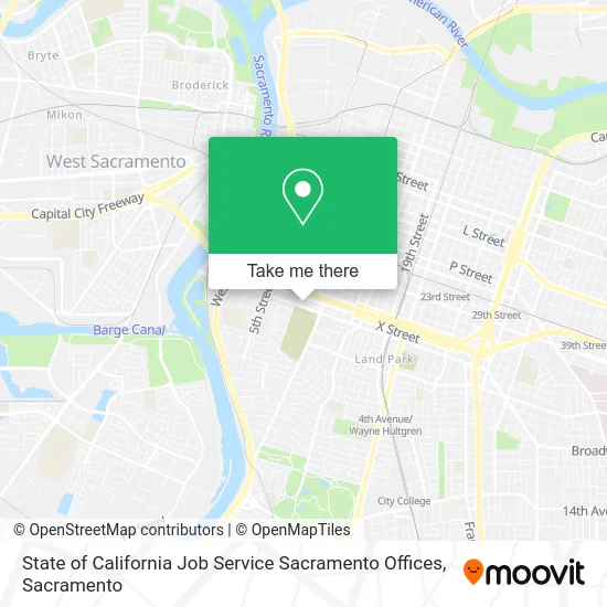 State of California Job Service Sacramento Offices map
