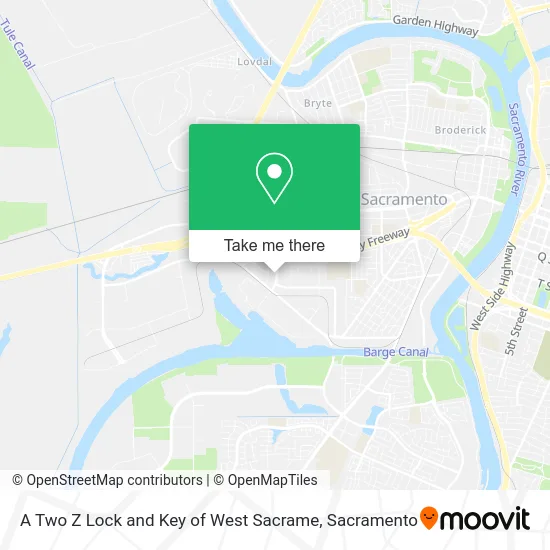 A Two Z Lock and Key of West Sacrame map