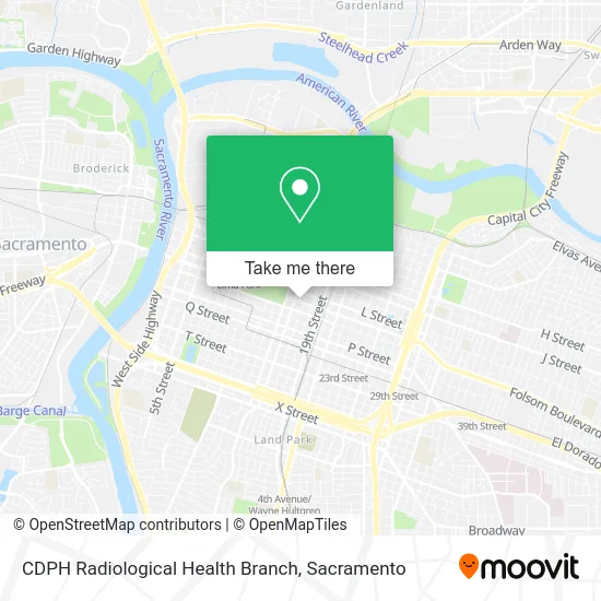 Mapa de CDPH Radiological Health Branch