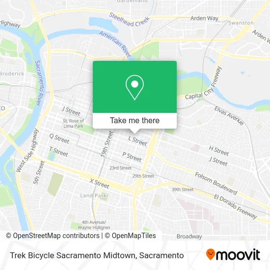 Trek Bicycle Sacramento Midtown map