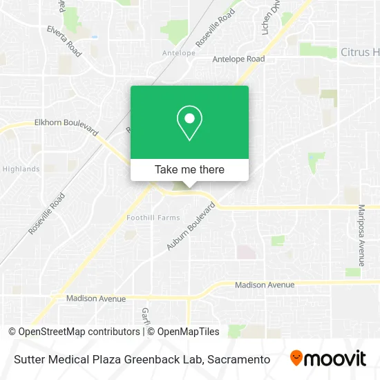Mapa de Sutter Medical Plaza Greenback Lab