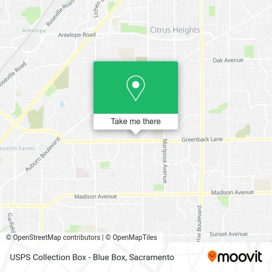 Mapa de USPS Collection Box - Blue Box