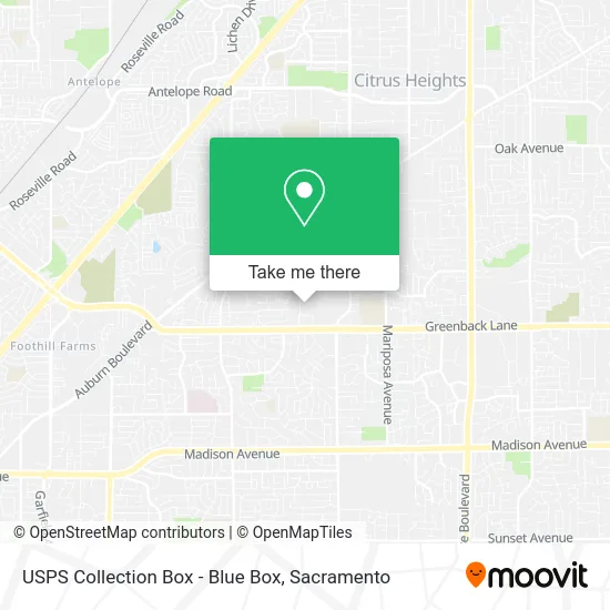 Mapa de USPS Collection Box - Blue Box