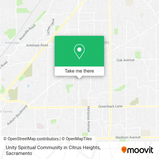 Unity Spiritual Community in Citrus Heights map