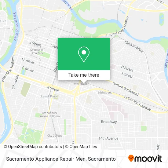 Sacramento Appliance Repair Men map