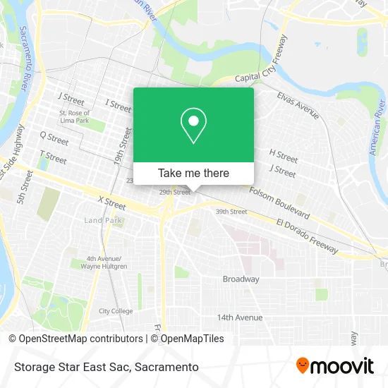 Storage Star East Sac map