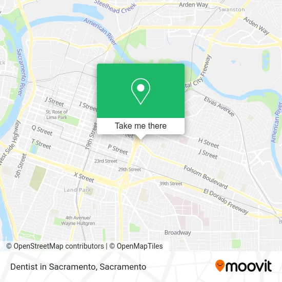 Dentist in Sacramento map