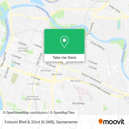 Mapa de Folsom Blvd & 32nd St (WB)