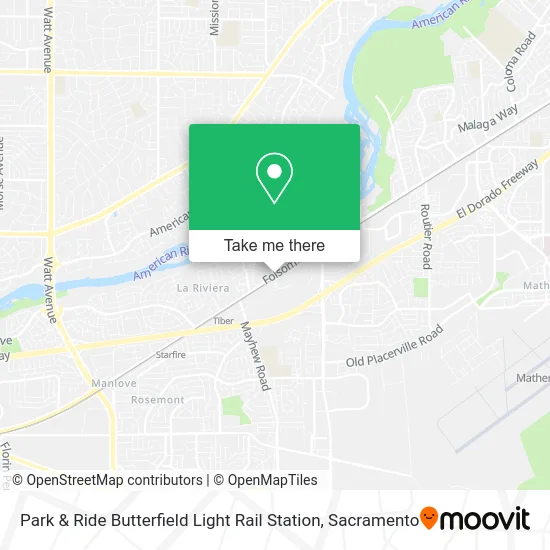 Park & Ride Butterfield Light Rail Station map