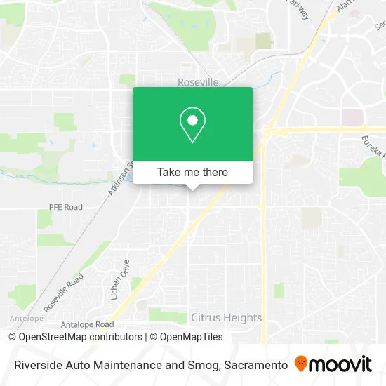 Riverside Auto Maintenance and Smog map