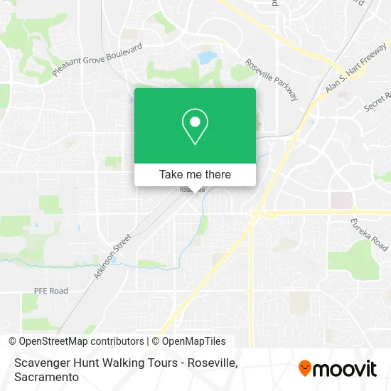 Scavenger Hunt Walking Tours - Roseville map