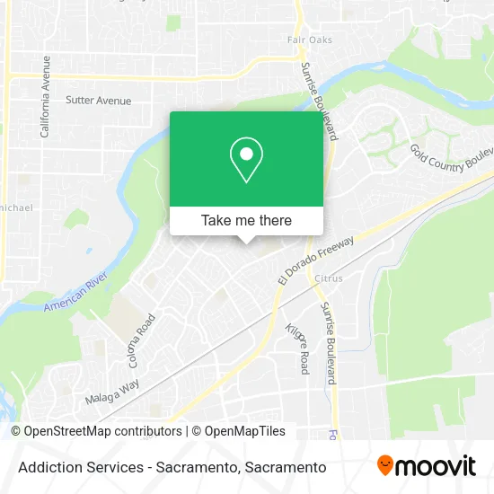 Mapa de Addiction Services - Sacramento