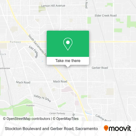 Stockton Boulevard and Gerber Road map