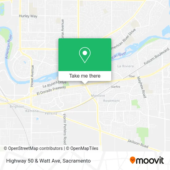 Highway 50 & Watt Ave map