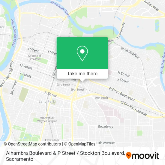 Mapa de Alhambra Boulevard & P Street / Stockton Boulevard
