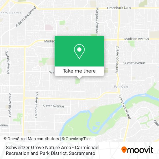Schweitzer Grove Nature Area - Carmichael Recreation and Park District map