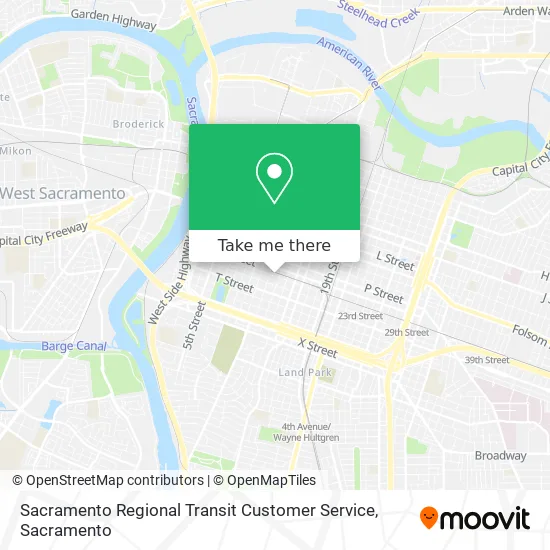 Sacramento Regional Transit Customer Service map