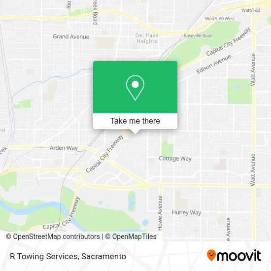 R Towing Services map