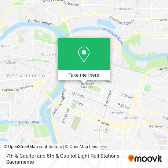 Mapa de 7th & Capitol and 8th & Capitol Light Rail Stations