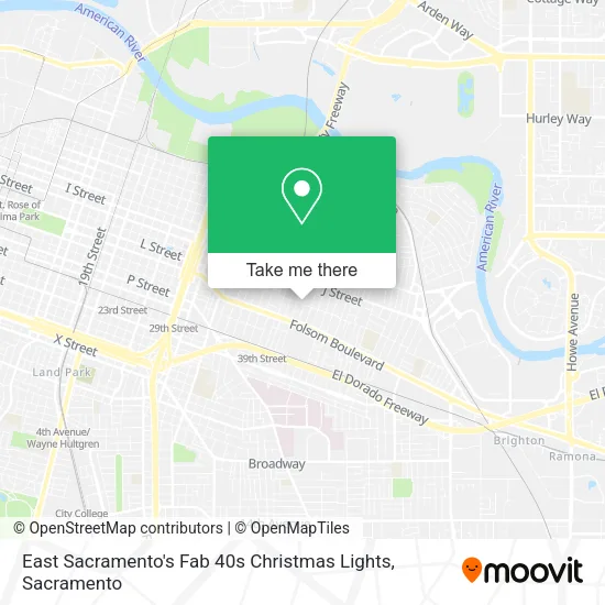 East Sacramento's Fab 40s Christmas Lights map