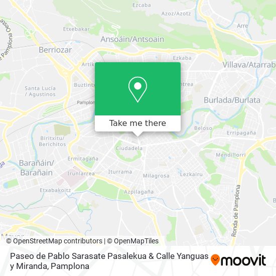 mapa Paseo de Pablo Sarasate Pasalekua & Calle Yanguas y Miranda