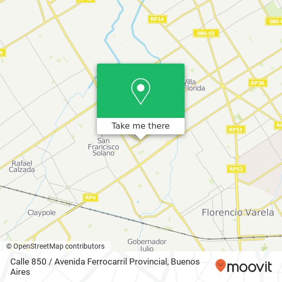 Calle 850 / Avenida Ferrocarril Provincial map