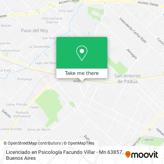 Licenciado en Psicología Facundo Villar - Mn 63857 map