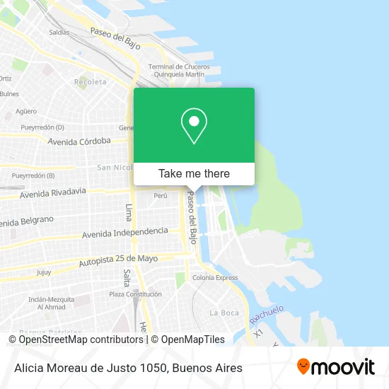 Alicia Moreau de Justo 1050 map