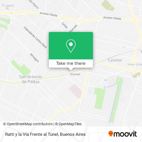 Mapa de Ratti y la Vía  Frente al Tunel