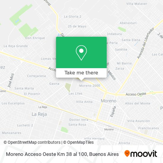 Mapa de Moreno   Acceso Oeste Km 38 al 100