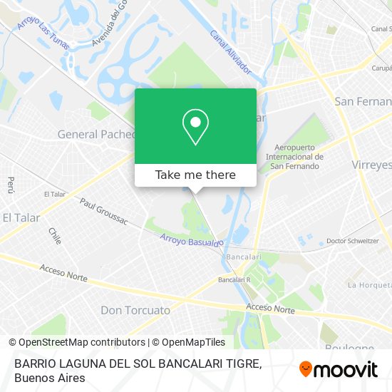 BARRIO LAGUNA DEL SOL    BANCALARI   TIGRE map