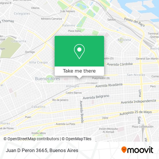 How to get to Juan D Peron 3665 in Distrito Federal by Colectivo, or Subte?