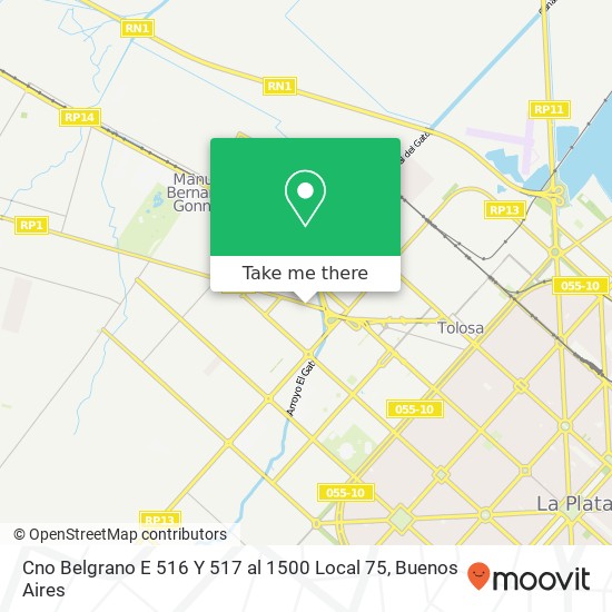 Mapa de Cno  Belgrano E   516 Y 517 al 1500 Local 75