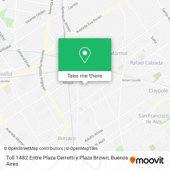 Mapa de Toll 1482  Entre Plaza Cerretti y Plaza Brown