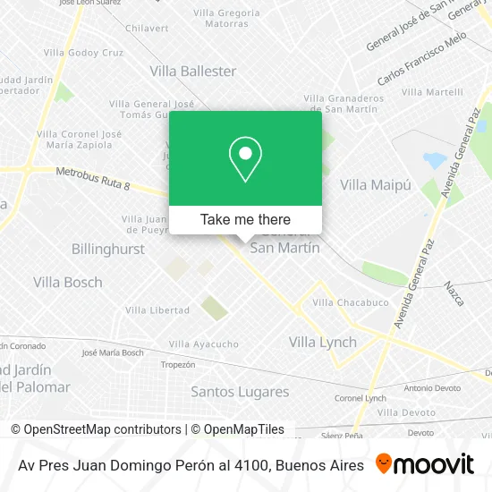 Mapa de Av  Pres  Juan Domingo Perón al 4100