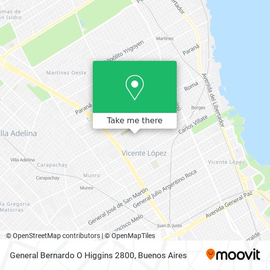 Mapa de General Bernardo O Higgins 2800