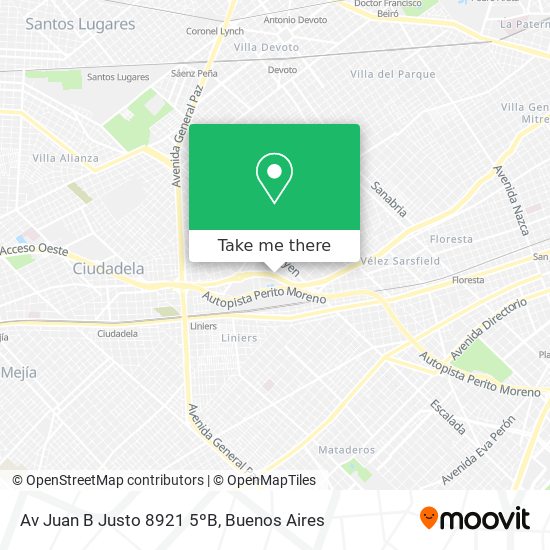 Mapa de Av  Juan B  Justo 8921 5ºB