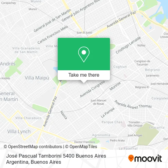 Mapa de José Pascual Tamborini 5400  Buenos Aires  Argentina