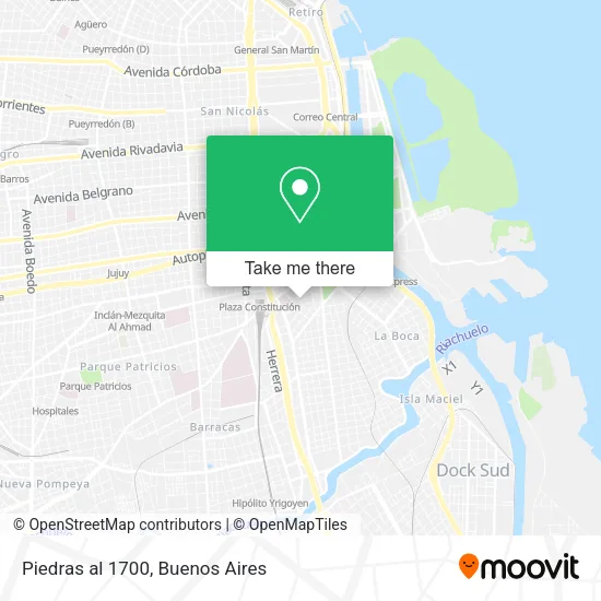 Piedras al 1700 map