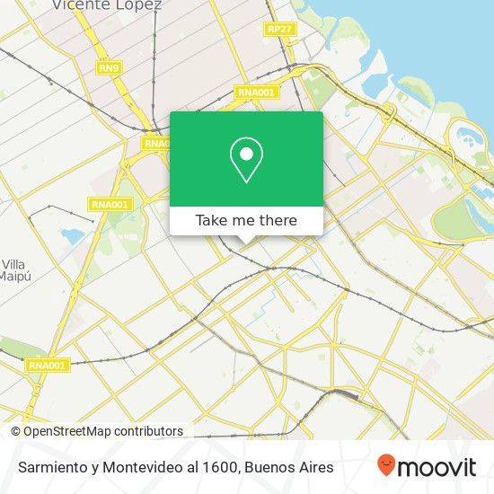 Sarmiento y Montevideo al 1600 map