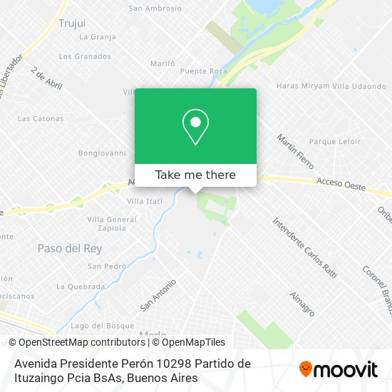 Avenida Presidente Perón 10298 Partido de Ituzaingo  Pcia BsAs map