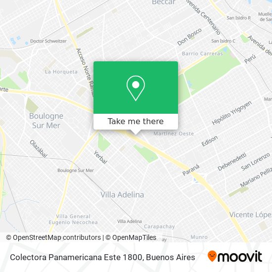 Colectora Panamericana Este 1800 map