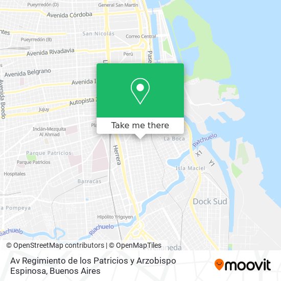Av  Regimiento de los Patricios y Arzobispo Espinosa map