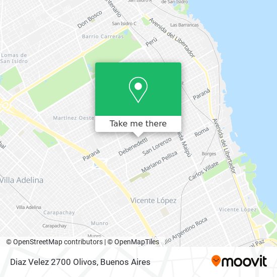 Diaz Velez 2700 Olivos map